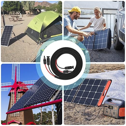 10FT 12AWG Solar Panel Extension Cable with Female and Male Connectors, Solar Cable for Solar Panels, Charge Controllers and Solar Generator (12AWG, 10FT)