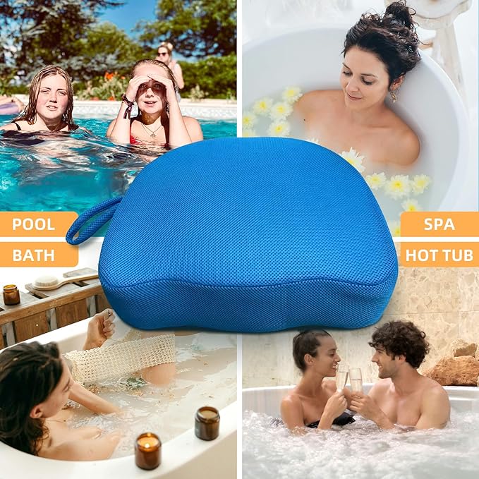 Hot Tub Booster Seat for Adults, Quick-Drying Portable Cushion with Weighted Module for Quick Sinking, Suitable for Hot Tub Booster Seat, Inflatable Hot Tub, Pool (2 Pack Blue)