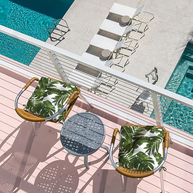 LVTXIII Outdoor U-Shaped Wicker Seat Cushion, Decorative Tufted Chair Pads Fluffy Seat Cushion Sets for Patio Garden Home Office Furniture, 19”x19”x4”, 2 Pack, Palm Green