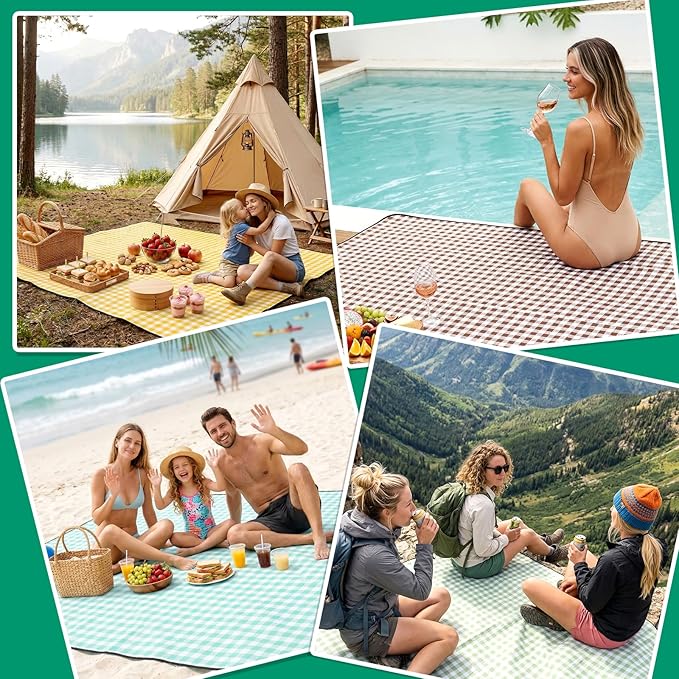 Waterproof Beach Blanket Picnic Camping Mat Extra Large Portable Umbrella Wagon Folding Pop Tent Sun Shelter Shade Canopy Ball Cart Anchor Fan Mesh Rubber Bag Tote Toallas Manta de Playa