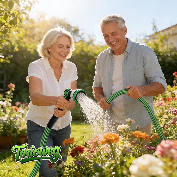 Garden Hose 75 FT-Triple-layer pipe, Heavy Duty Water Hose with solid Aluminum Fittings, Ultra-Lightweight and Flexible, Abrasion-Resistant, Rust-Resistant,Watering and Cleaning for Outdoor