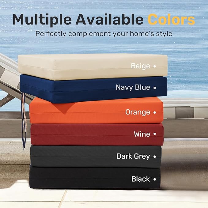 UNIKOME Outdoor Chair Cushions Pack of 4, Water Resistant Patio Cushions with Ties, High Density Sponge Filling Square Corner Seat Cushions for Outdoor Furniture, 19"*19"*3", Wine