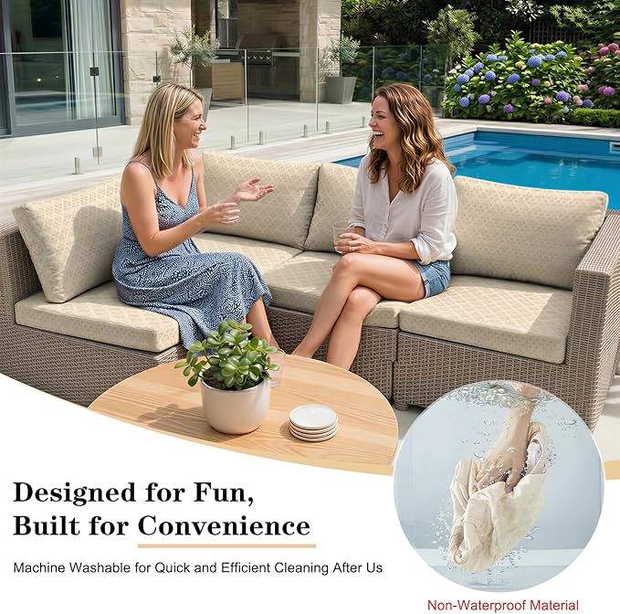 8-Piece High Elastic Outdoor Cushion Covers - Full Set Stretch Replacement Slipcovers for Seat & Back Cushions - Universal Fit for 4-Person Patio Sofa, Fits 20-27" Wide