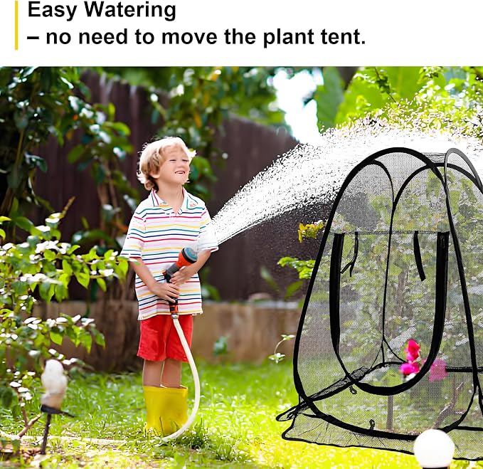 4 Pack Pop Up Plant Protectors, No Assembly 28"x28"x32" Mesh Garden Tents with 32 Stakes, All-Terrain Windproof Guard for Vegetables, Fruit Trees & Raised Beds, Value Bundle