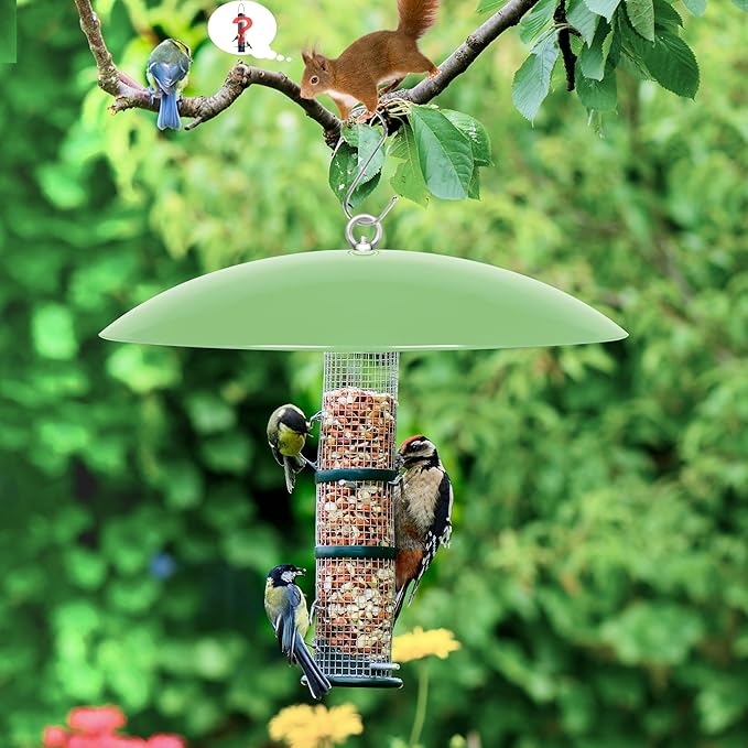13" Bird Feeder Rain Guard, Hummingbird Feeder Shade Dome Cover, Hanging Baffle for Bird Feeder Pole,Smart Birds Feeder's Umbrella(Light Green), 3 Pack