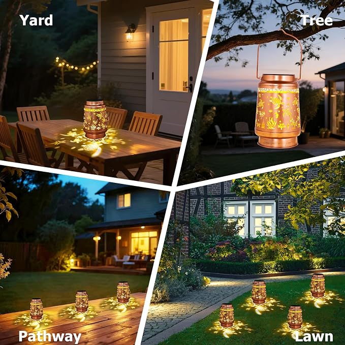 Turtle Gifts for Women Mom, Sea Turtle Solar Lantern Outdoor, Metal Hanging Garden Decor Light for Patio Yard Porch, Waterproof Solar Light Auto On/Off