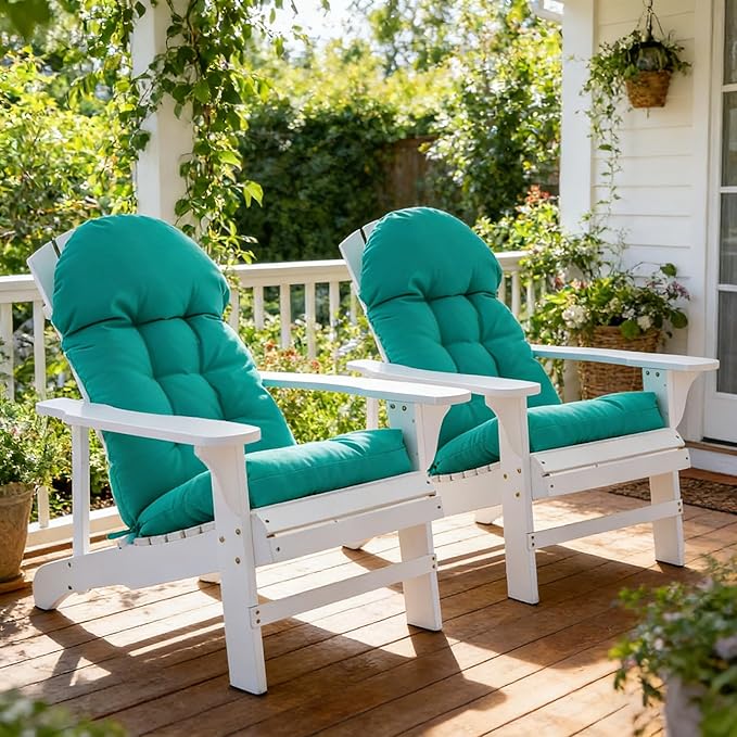Enipate Weather Resistant Adirondack Chair Cushions High Back Indoor Outdoor Patio Tufted Lounge Cushion Seat Pads