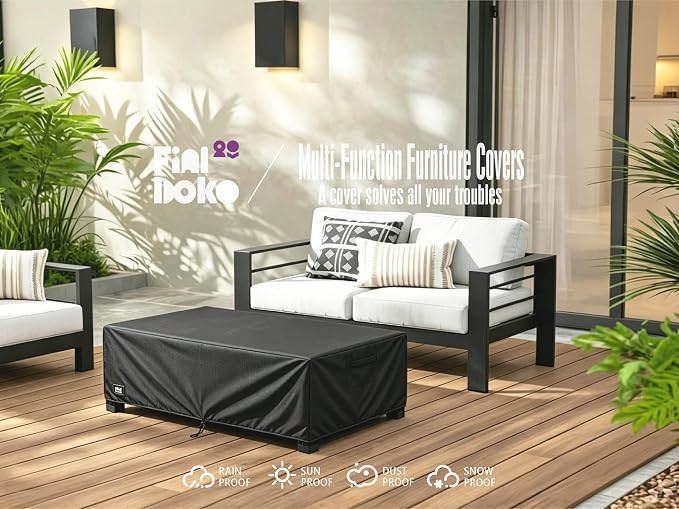 Patio Square Table Cover,32Wx32Dx16H Inches 100% Waterproof Heavy Duty Outdoor Coffee Table Cover,Black Minimalism Style Outdoor Furniture Covers
