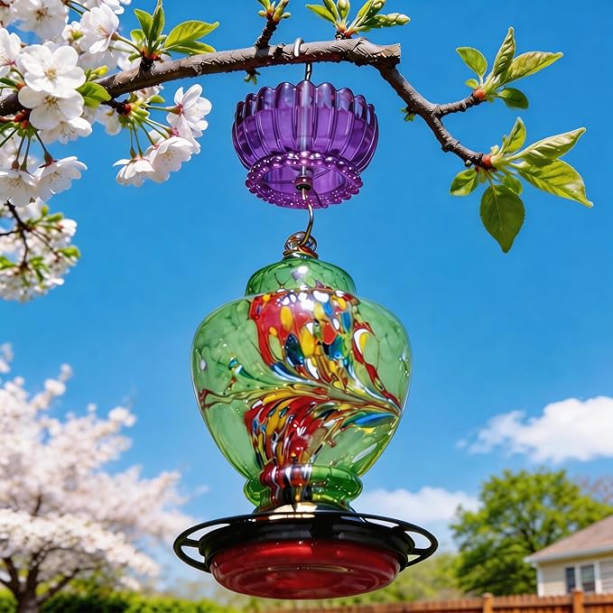 Extra Large Ant Moat for Hummingbird Feeder - Pack of 4PC x 9 OZ Capacity Insect Guard Daisy (Purple)
