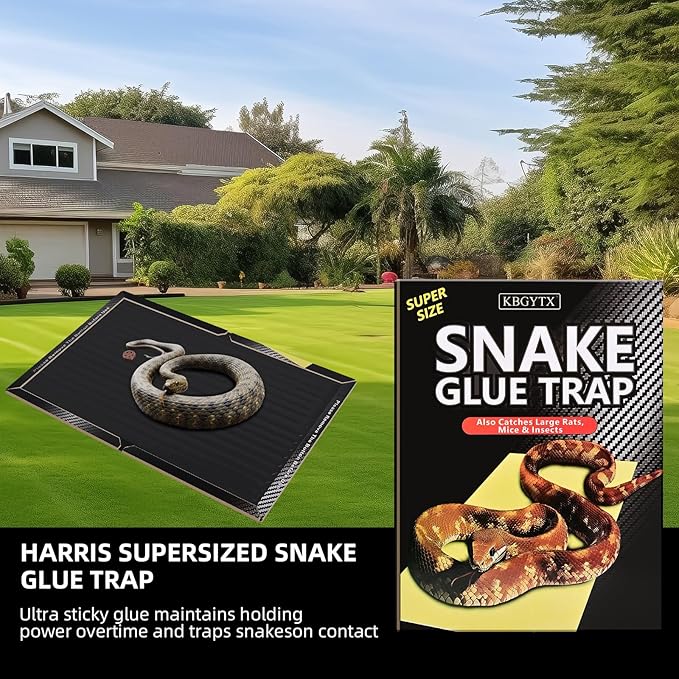 4 Pack 10" x 16" Large Snake Glue Traps with Enhanced Stickiness, Snake Rat Sticky Pad Board for House Indoor Outdoor, Sticky Glue Traps for Snakes, Mice, Rats, Easy to Set