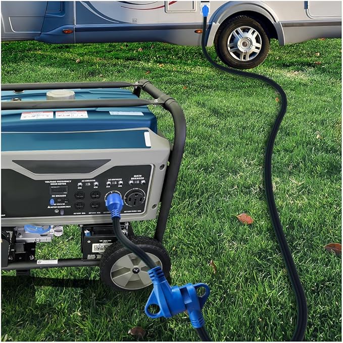 Generator to RV Adapter Cord 30 Amp 4-Prong Twist Lock NEMA L14-30P to TT-30R,12 Inch Heavy Duty 30 Amp Adapter for RV Backup Power,Rated 30A 125V