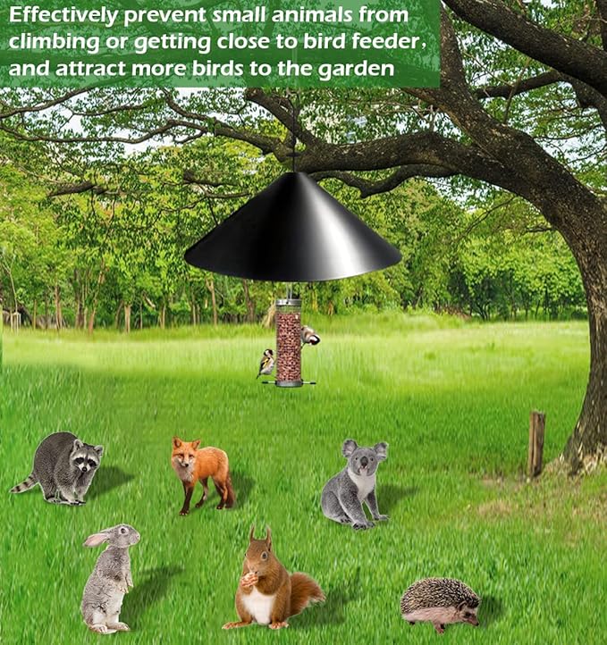 19 Inch PP Squirrel Proof Baffle for Protecting Outside Pole Bird Feeders and Bird Houses, Hang Mount Raccoon and Squirrel Guard Stopper for Shepherd Hooks - Black, 1 Pack