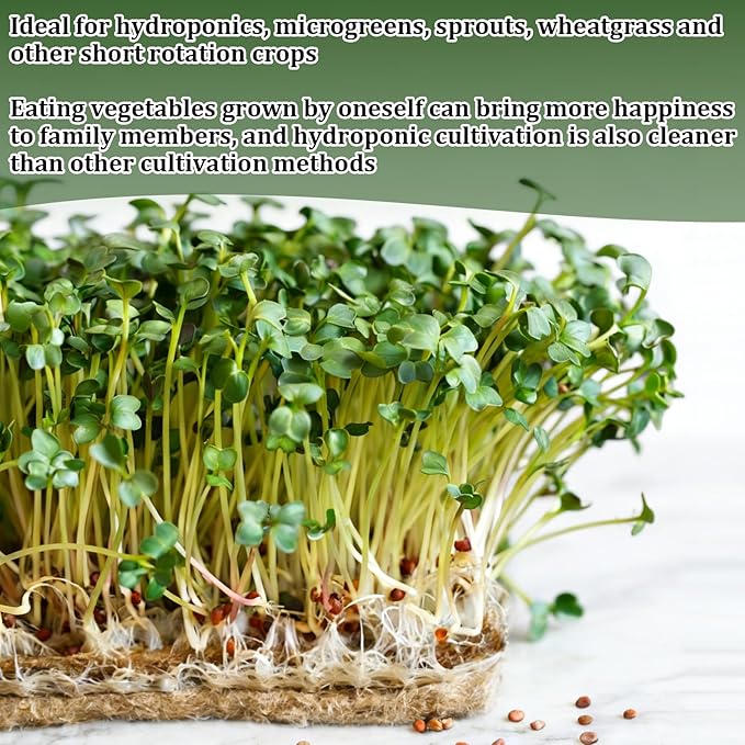 10" X 197"Microgreen Grow Mat, Hydroponic Grow Pads Natural Fiber Grow Mats, Microgreens Growing Kit, Indoor Organic Production for Wheatgrass Sprouts Starter Tray
