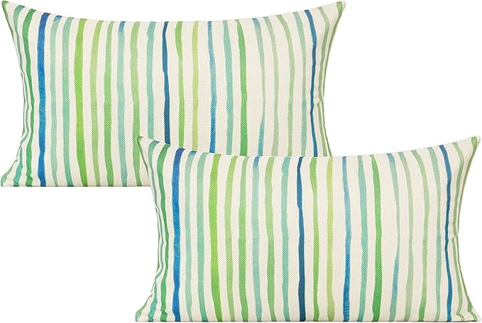 All Smiles 12 x 20 Lumbar Outdoor Throw Pillow Covers Set of 2 Sage Green Decorative Spring Summer Decor Cushion Cases Garden Sunbrella Outside Home Decorations for Patio Couch Bench Porch Sofa