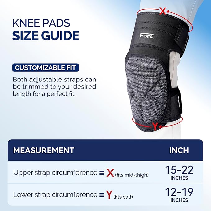 FEATOL Gardening Knee Pads for Women Men, Soft Foam Cushioning & Wear-Resistant Kneepads, Non-Slip Floor-Safe Protection for Flooring, Cleaning, Work