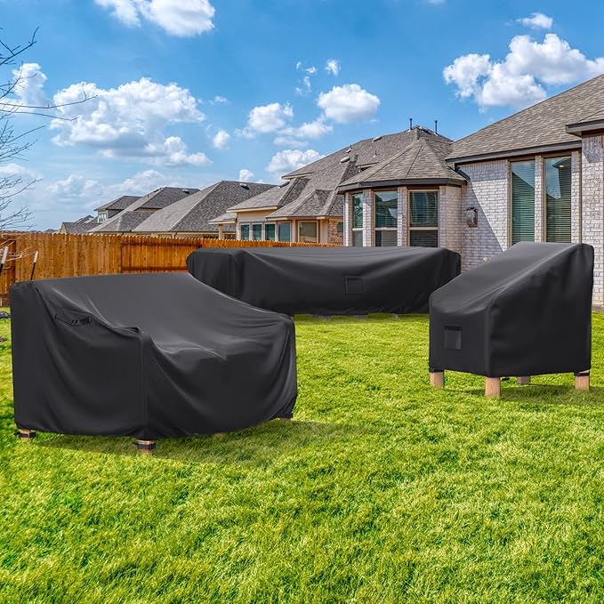 Heavy Duty Patio Sofa Cover, Waterproof 3-Seater Outdoor Couch Cover Patio Furniture Covers for Outdoor Furniture Loveseat Couch, 78" L×33" D×32" H, Black
