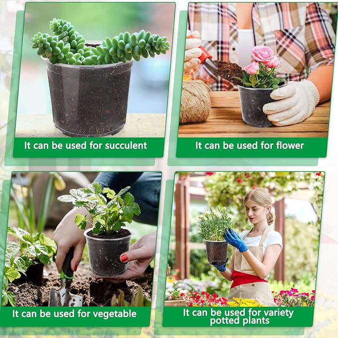 OUPSAUI 28 Pack 4/5/6/7 Inch Clear Nursery Pots for Plants with Drainage Holes, Clear Plastic Seedling Flower Plant Pot Insert, Seed Starter Pots