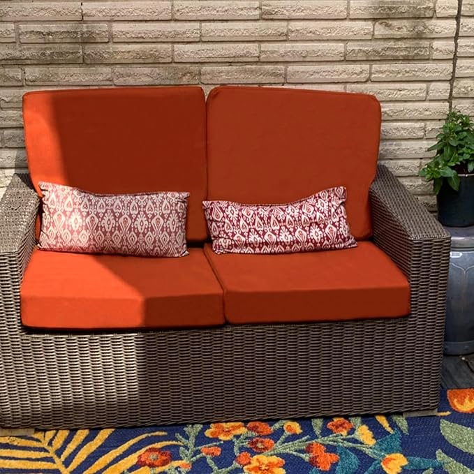 Sqodok Patio Cushion Covers, Waterproof Outdoor Cushion Covers Replacement, Patio Cushion Seat Slicovers for Sectional Sofa, Chair, Outdoor Wicker Patio Sofa (Spice, 18"x18"x2"-2 Pack-Cover ONLY)