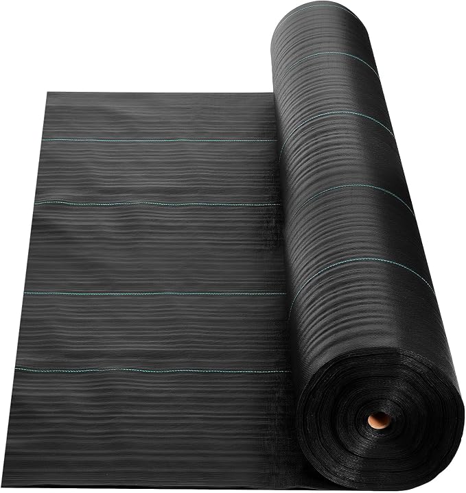 VEVOR 13x115FT 3.5oz Weed Barrier Fabric Heavy Duty, Landscape Fabric, Woven Weed Blocker Fabric, Garden Weed Fabric, Weed Control Fabric Ground Cover, Landscaping Cloth, Weed Mat, Black