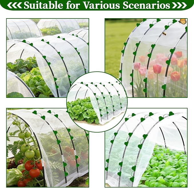 Garden Netting Kit for Raised Beds 10 x 33 FT Strong Mesh Netting 6 Sets of Fiberglass Garden Hoops Inscet Barrier Protection Net for Vegetable Plant Fruit Flowers