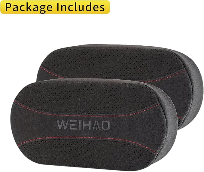 WEIHAO 2PCS Car Knee Cushion Pad, Suede Car Door Knee Pad Rest Cushion, Memory Foam Compact Center Console Knee Pad Support Cushion with Hook & Loop (Black)