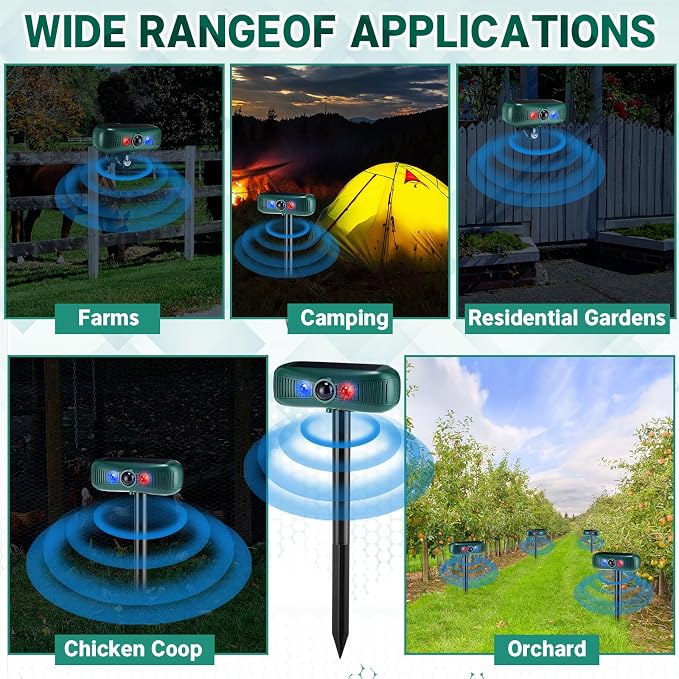 Qualirey 2 Pcs Solar Outdoor Alarm Motion Sensor 129dB Security Siren Sound Detector Strobe Light, 4 Modes Animal Deterrent Dog Barking Waterproof Alarm for Home, Farm