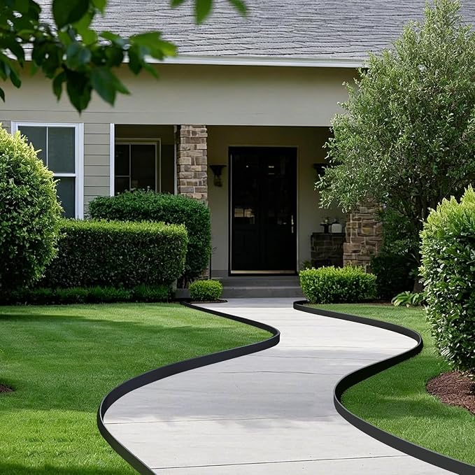2 Inch x 100FT Garden Edging Kit with 90 Spikes for Landscaping, Plastic Lawn Edging Border for Flower Beds, Tree Rings, Pathways, Black