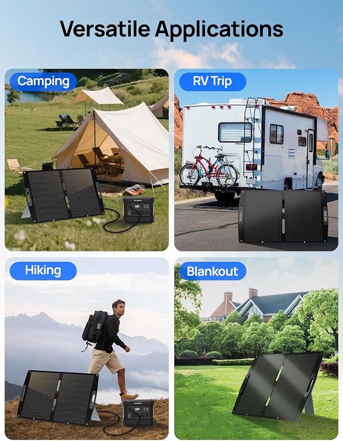 ECO-WORTHY 100W Portable Solar Panel for Power Stations,IP65 Waterproof & Lightweight with Adjustable Kickstand,23% High Efficiency Foldable Solar Panel for Outdoor RV Camping Off Grid Emergency