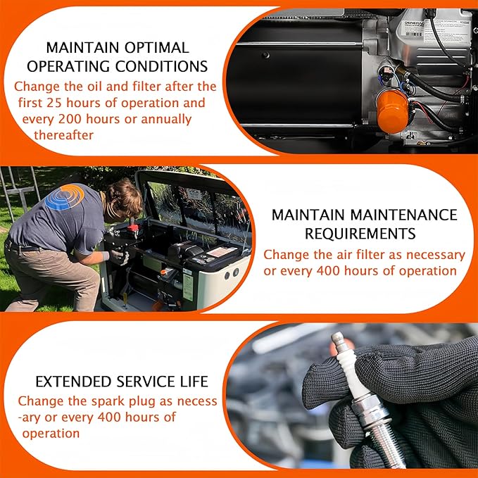 6482 Maintenance Kit Fit for Generac 8kW 10kW Standby Generators 410cc 460ccEngine Scheduled Maintenance Kit Include 9371AS Air Filter, 070185E Oil Filter