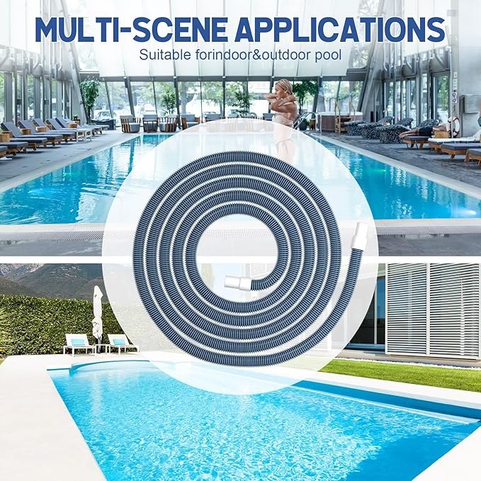 BEWAVE Pool Vacuum Hose, Above/In Ground Manual Heavy Duty Swimming Pool Hose with Swivel Cuff, 1-1/2 In x 30 Ft