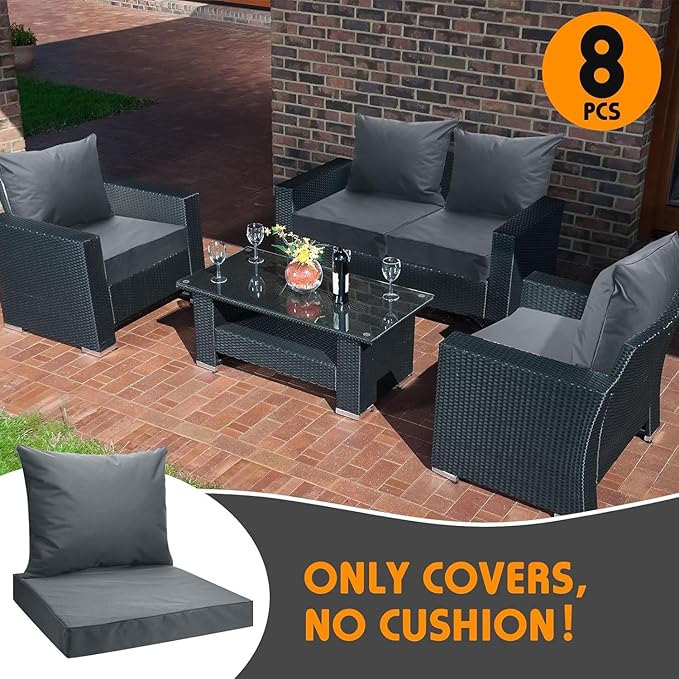 All Smiles Patio Furniture Replacement Chair Cushion Covers Set of 4 for Waterproof Resistant Outdoor Deep Set Cushion Covers for Seat Yard Garden Deck,24 x 20 Inch, 24 x 24 x 4 Inch,Hot Pink