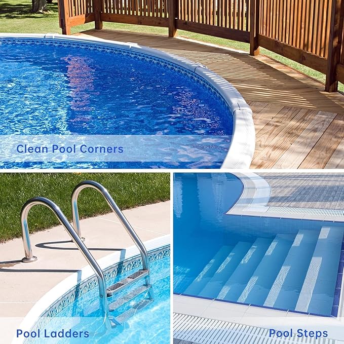 Pool Brush Head | 18" Heavy Duty Floor Brush | Stainless Steel Brush | Metal Pool Scrubber Brush | Wire Bristles & Aluminium Back for Sweep Calcium Buildup, Rust Stains on Concrete