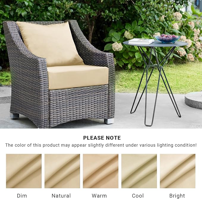 IPYNBAP Outdoor Cushions for Patio Furniture,Outdoor Seat Cushion Set 24 x 24 x 4 Inch,Waterproof & Fade Resistant Outdoor Chair Cushions,Deep Patio Chair Cushion with Removable Cover,Beige