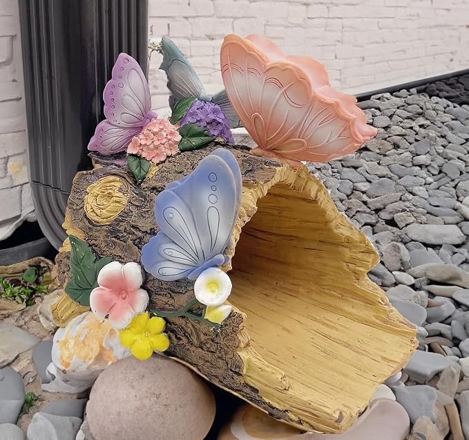 Teaeeno Butterfly Garden Gutter Downspout Extension, Resin Butterfly Figurine,Ornament Splash Block Anchor for Downspout Extension,Outdoor Drain Decor,Animal Accents,Perfect Rain Diverter for 3x4