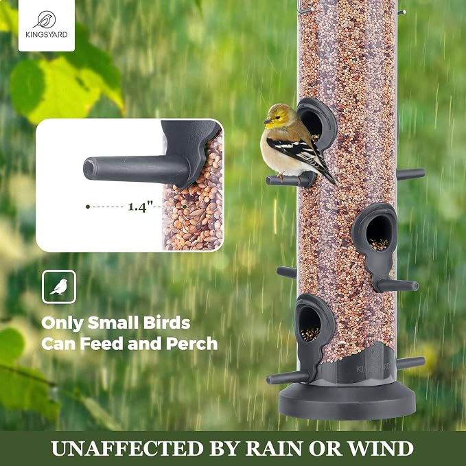 Kingsyard Glass Hummingbird Feeder for Outdoors Hanging + Kingsyard 2 Pack Tube Feeders with 6 Feeding Ports for Outdoors Hanging