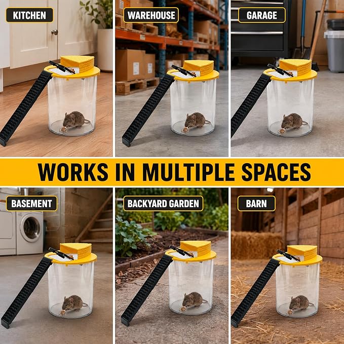 Mouse Trap Bucket, 5 Gallon Mouse Bucket Trap Flip Lid 2PACKS, Reusable Rat Trap, Eco-Friendly Bucket Rat Trap, Mouse Traps Indoor for Home, Rat Traps Outdoor