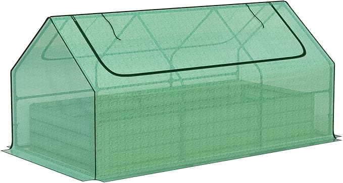 BPS Raised Garden Bed Set, 6x3x1 FT Metal Bottomless Flower Bed with PE Cover for Outdoor Planting, Green