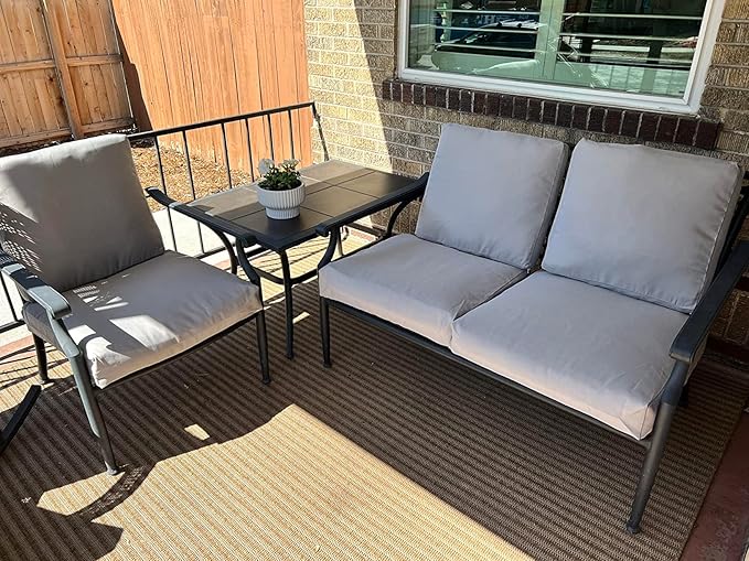 FLYMEI Patio Cushion Covers 25x27x5 Waterproof Outdoor Cushion Cover Replacement 2Packs Outdoor Seat Cushion Slipcover for Rattan Chair Sofa, Grey