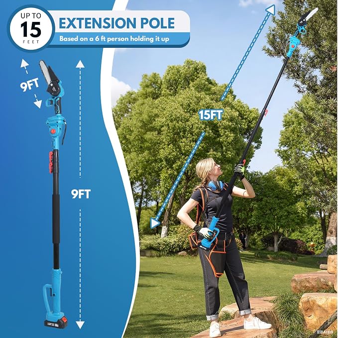 2-in-1 Cordless Pole Saw Pruning Set, For Tree Trimming and Garden Pruning, Chainsaw Gifts: Perfect for Men, Dads, Husbands, Fathers, and Gardeners