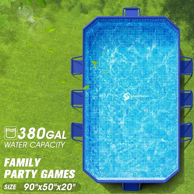 StarOcean 2026 Large Foldable Pool,Non-Inflatable Swimming Pool for Kid,Adult Collapsible Pool Hard Plastic,Overthickened Extra Large Foldable Pool,Portable Folding Kid Pool for Backyard,90"x50"x20"