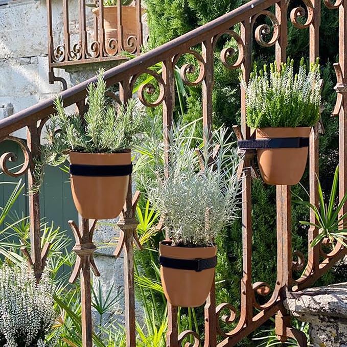 Railing Planter for Outdoor Plants (6-inch, 3-Pack) | Hanging Planter for Railings, Fence Posts | Balcony Wall Planter for Herbs, Flowers and Succulents | Made in The USA