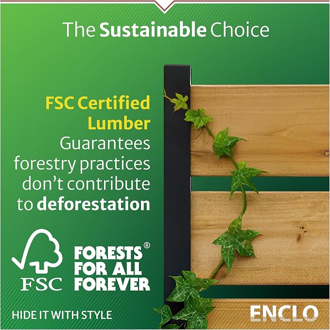 4ft H x 4ft W (2 Panels) No Dig Enclo Premium Wood Privacy Screen, Ideal Outdoor Privacy Wall, Pool Equipment Enclosure, Cedar Fence, Trash Can Enclosures, Air Conditioner Fence, EC18029 | 4ft H x 4ft W, 2 Panels, FSC Certified