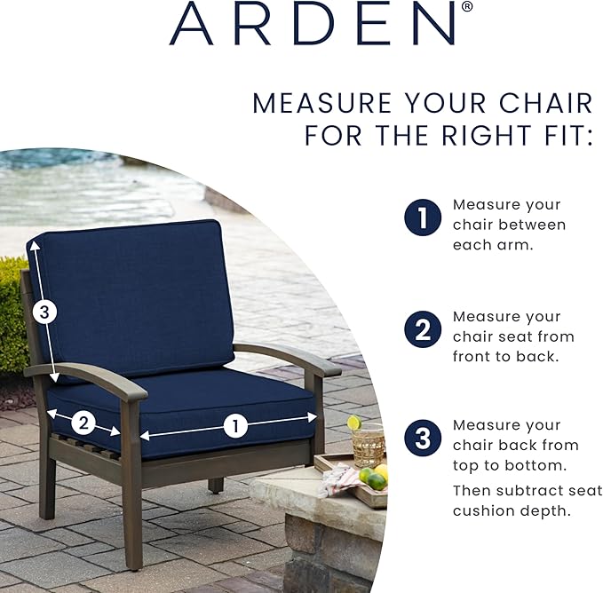 Arden 2-Pack Outdoor Patio Dining Chair Cushion, 20x44, Rain-Proof Seat Pad, Fade-Resistant Outdoor Cushion Coastal Blue Geometric