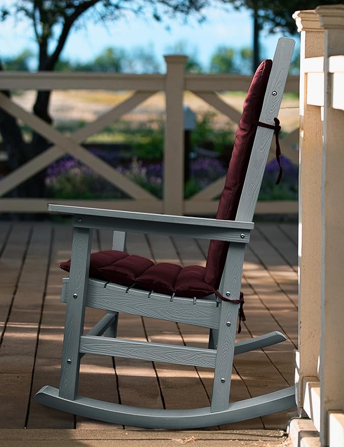 YEFU Adirondack Chair Cushion, Rocking Chair Cushions with Straps, Folding Patio Chair Pad for Indoor and Outdoor, 19.7x18.9x1.5 Inch, Burgundy