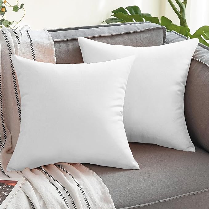 VAKADO Outdoor Waterproof Throw Pillow Covers 16X16 Set of 2 Decorative White Patio Furniture Cushion Cases Outside Decor for Couch Garden Bench Porch
