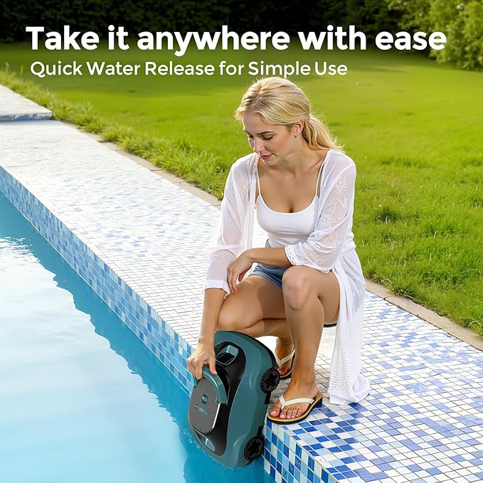 C5 Cordless Robotic Pool Cleaner with 180-Min Runtime, 2.7L Large Filter Basket & Self Parking, Pool Vacuum for Above-Ground Flat Pools up to 2200 Sq.Ft