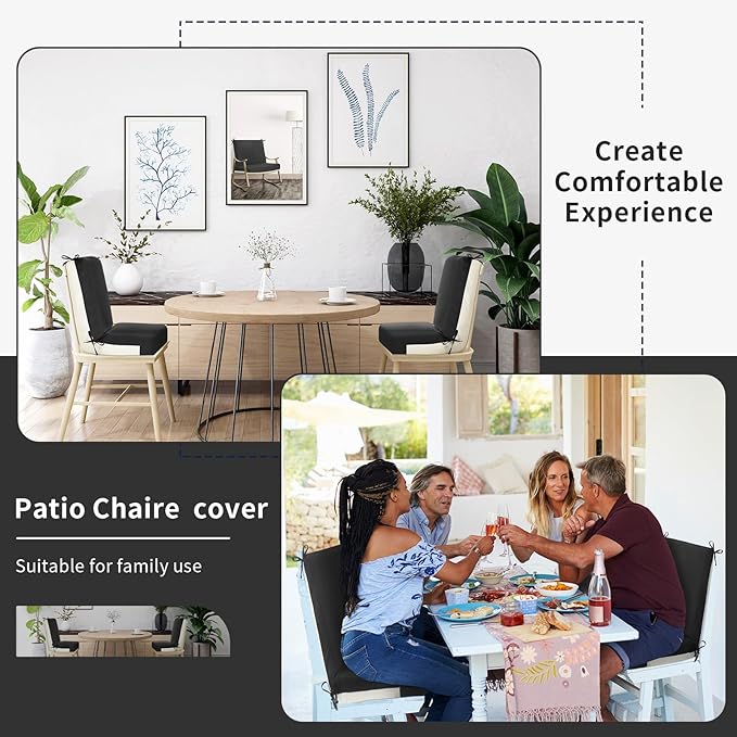 Tudomro 4 Pcs Outdoor High Back Chair Cushion Covers (Not Includes Cushion) Waterproof Patio Replacement Rocking Chair Slipcover Seat Pad Cover with Tie for Furniture (Dark Gray,44'' X 21'')