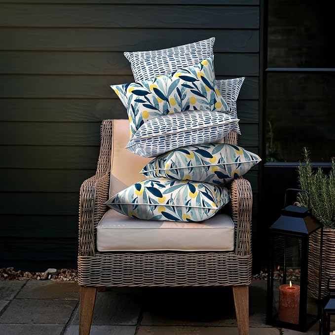 LVTXIII Outdoor Throw Pillows 16x16 Inch Patio Waterproof Square Pillows with Piping Fade Resistant Accent Pillow for Spring Summer Garden Decoration, Set of 2, Leaves Multi