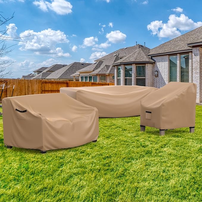 Patio Sofa Cover Waterproof - Heavy Duty 2-Seater Outdoor Couch Cover, Patio Furniture Covers with Air Vent and Handles, 60" L ×42" D×30" H, Brown