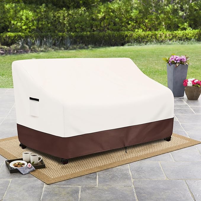 Outdoor Couch Covers,58 Inches Outdoor Sofa Cover, Waterproof Patio Furniture Cover,Furniture Covers for Patio Seating (Beige)